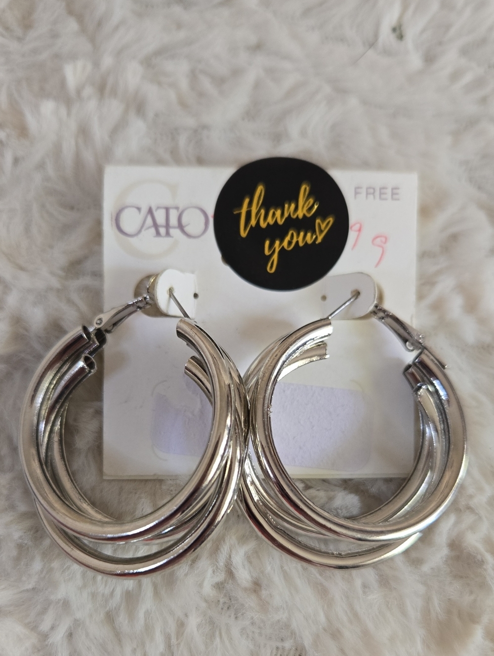 CATO Silver Layered Hoop Earrings